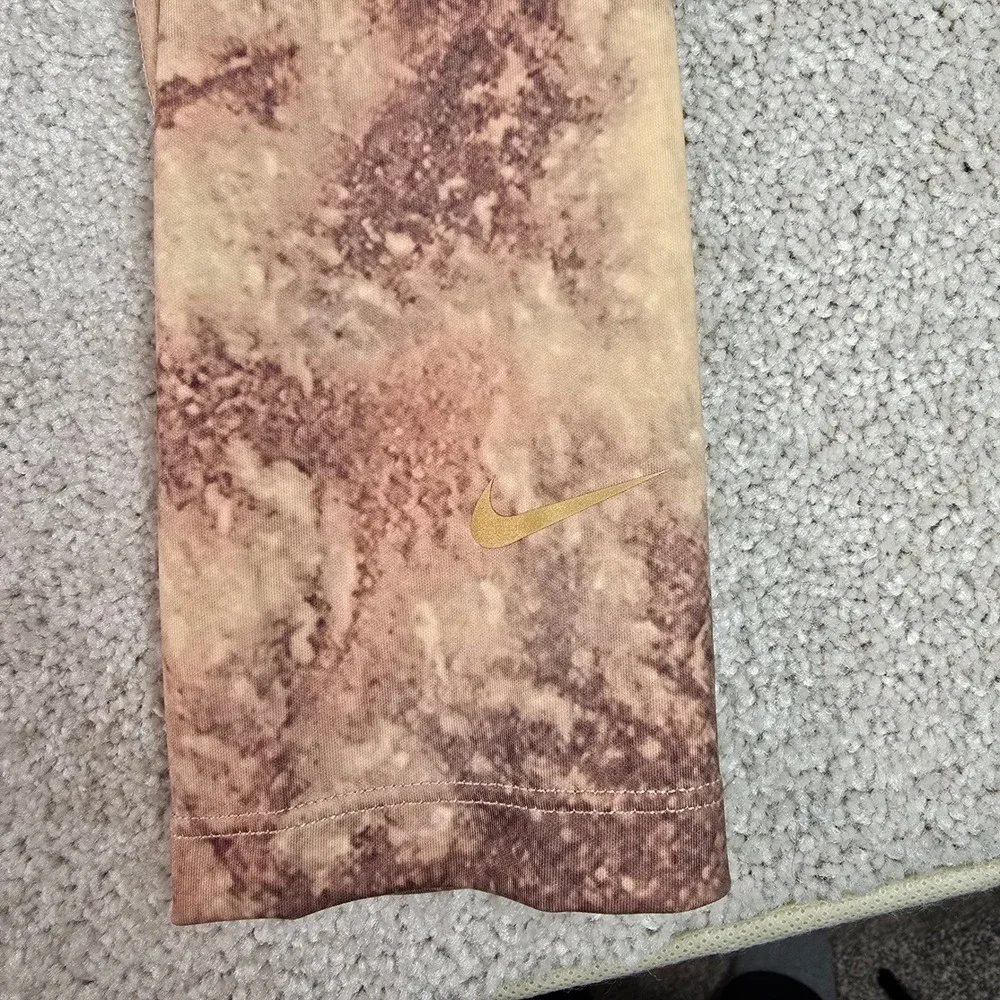 Nike One Kids XL High Rise Full Length Training Leggings Brown Marble FZ2875-133